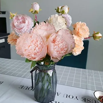 Felice Arts Peony Silk Bouquet for Home & Wedding Decor