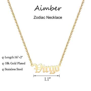 Aimber 18K Gold Plated Astrology Necklace for Women Jewelry,12 Zodiac Pendant Horoscope Constellatio...