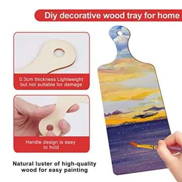 48 Pieces Mini Wooden Cutting Board With Handle Paddle Small Cheese Chopping Kitchen Board Wooden Cooking Serving Charcuterie Board For Kitchen Decor Crafts Diy (9.5 * 3.5 Inches) Natural