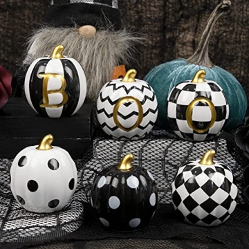 DAZONGE Set of 6 Delightful Ceramic Halloween Pumpkins