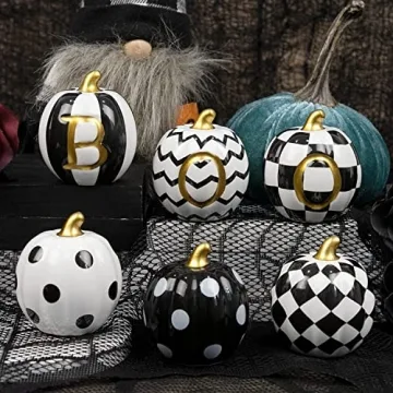 DAZONGE Set of 6 Delightful Ceramic Halloween Pumpkins