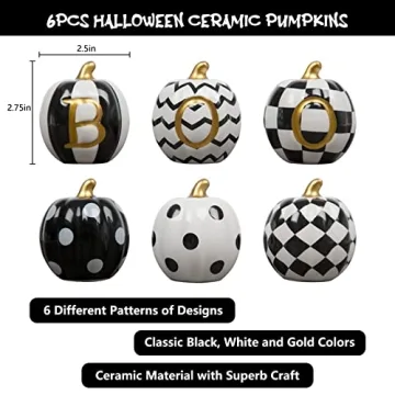 DAZONGE Set of 6 Delightful Ceramic Halloween Pumpkins