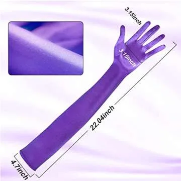 Women's 22'' Long Satin Gloves White Elbow Length 1920s Opera Bridal Dance Gloves For Evening Party Opera Costume, Purple
