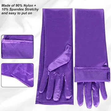 Women's 22'' Long Satin Gloves White Elbow Length 1920s Opera Bridal Dance Gloves For Evening Party Opera Costume, Purple