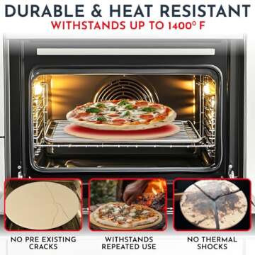 Culinary Couture 15" Round Pizza Stone Set with Peel & Cutter - Ultimate Pizza Baking Tool