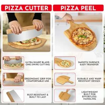 Culinary Couture 15" Pizza Stone Set & Peel for Perfect Pizzas