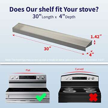 IIIOIIIA Stove Top Magnetic Shelf for Kitchen Organization | 30" Spice Rack Over The Stove | 4" Deep...