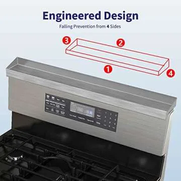 IIIOIIIA Stove Top Magnetic Shelf for Kitchen Organization | 30" Spice Rack Over The Stove | 4" Deep Spice Organizer with Border All Around | Brushed Stainless - Sliver