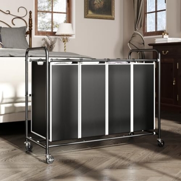 ROMOON 4 Section Laundry Sorter with Wheels & Bags