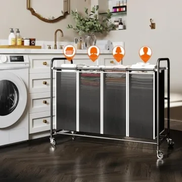 ROMOON 4 Section Laundry Sorter with Wheels & Bags