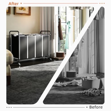 ROMOON 4 Section Laundry Sorter with Wheels & Bags