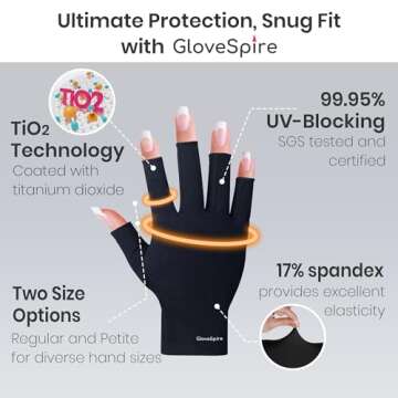 GloveSpire Thickened UV Gloves for Nails, UPF50+ UV Protection Gloves, Fingerless Design for Women Gel Manicures Anti UVA UVB Light(One Size Fits Most/Pink)