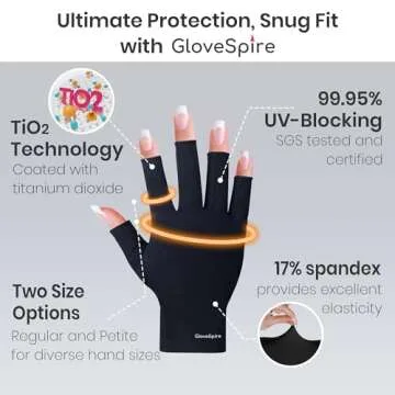 GloveSpire Thickened UV Gloves for Nails, UPF50+ UV Protection Gloves, Fingerless Design for Women Gel Manicures Anti UVA UVB Light(One Size Fits Most/Pink)
