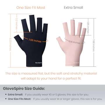 GloveSpire Thickened UV Gloves for Nails, UPF50+ UV Protection Gloves, Fingerless Design for Women Gel Manicures Anti UVA UVB Light(One Size Fits Most/Pink)