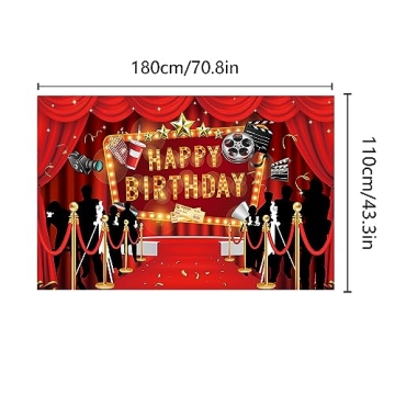 LOONELO Lights Camera Action Movie Party Backdrop