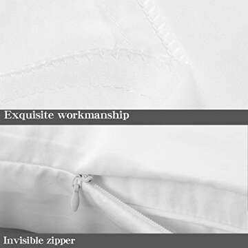 NTBAY Zippered Satin Pillow Cases for Hair and Skin, Luxury Standard Hidden Zipper Pillowcases Set of 2, 20x26 Inches, Pure White