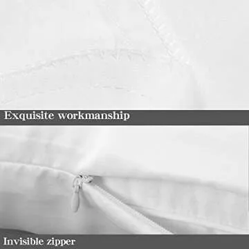 NTBAY Zippered Satin Pillow Cases for Hair and Skin, Luxury Standard Hidden Zipper Pillowcases Set of 2, 20x26 Inches, Pure White