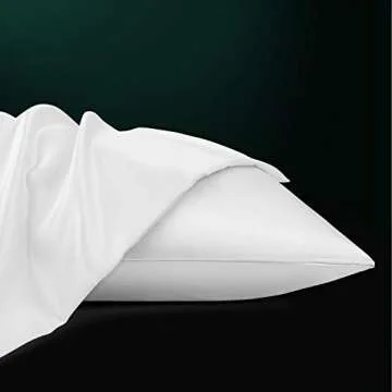NTBAY Zippered Satin Pillow Cases for Hair and Skin, Luxury Standard Hidden Zipper Pillowcases Set of 2, 20x26 Inches, Pure White