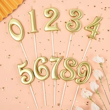 Elegant Gold Number Birthday Candle by PHD Cake