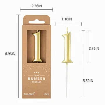 Elegant Gold Number Birthday Candle by PHD Cake