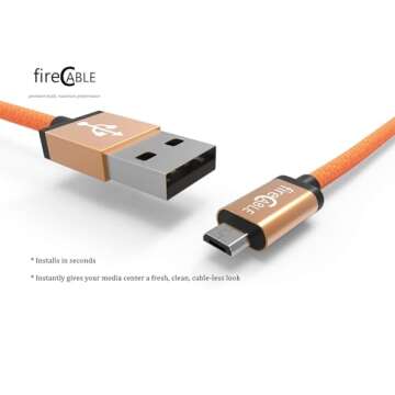 fireCable Plus Adapter for Firestick, Powers Amazon Fire TV Stick from TV USB Port, Eleminates AC Outlet Declutting Wires (See Fire Stick Comparison Chart)