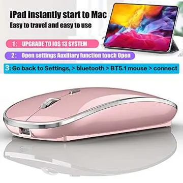 Bluetooth Mouse for iPad pro iPad Air Mac MacBook Pro MacBook Air MacBook Wireless Mouse Laptop Chromebook Win8/10/11 HP DELL PC (Pink)