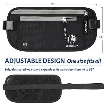 VENTURE 4TH Slim RFID Money Belt for Secure Travel Accessory