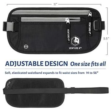VENTURE 4TH Slim RFID Money Belt for Secure Travel Accessory