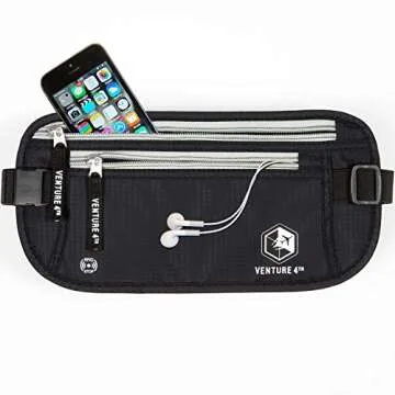 VENTURE 4TH Slim RFID Money Belt for Secure Travel Accessory