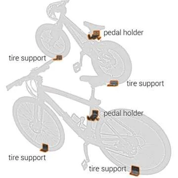 Stainless Steel Adjustable Bike Pedal Wall Mount Hook Hanger Bracket, Universal Horizontal Bicycle Suspension Storage Rack System with Tire Support Holders for Outdoor, Indoor, Apartment, Garage, Shed