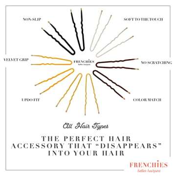 Frenchies French Twist Hair Pin, Ultra Flocked Extra Soft French Hair Pins for Women, Wedding, Updo ...