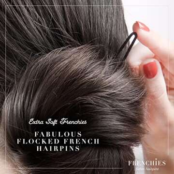 Frenchies French Twist Hair Pin, Ultra Flocked Extra Soft French Hair Pins for Women, Wedding, Updo Extensions, or Wig, 100 Count, Black, Small (2 inch)