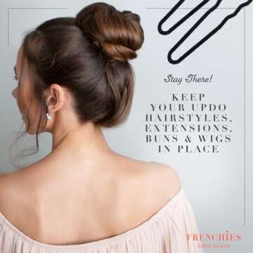 Frenchies French Twist Hair Pin, Ultra Flocked Extra Soft French Hair Pins for Women, Wedding, Updo Extensions, or Wig, 100 Count, Black, Small (2 inch)