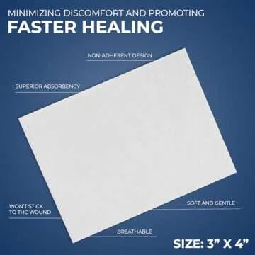 MED PRIDE Sterile Non-Adherent Pads - 100-Pack, 3" x 4" Non-Adhesive Wound Dressing