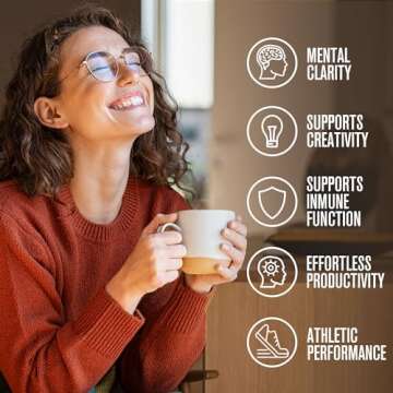 ShroomDNA Mushroom Coffee Blend with Chaga & Lion's Mane | Instant Focus + Clarity All Day | Organic + Vegan + Gluten Free | No Added Sugar | 20 Count