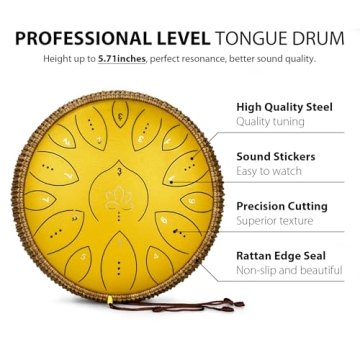 Enchanted Steel Tongue Drum 13 Inches 15 Notes - Vibrant Sound & Complete Accessory Set