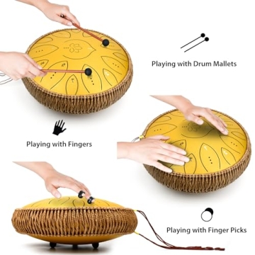 Premium Steel Tongue Drum 13 Inches with Complete Gift Set