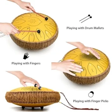 Premium Steel Tongue Drum 13 Inches with Complete Gift Set