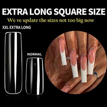UNA GELLA Full Cover Nail Tips Square Gel Nails 120 PCS No C Curve XXL Extra Long Straight Curved Fake Tapered For Acrylic Salon Home DIY with Box