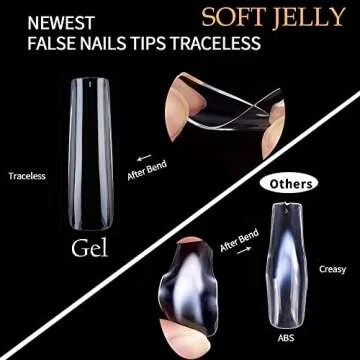 UNA GELLA Full Cover Nail Tips Square Gel Nails 120 PCS No C Curve XXL Extra Long Straight Curved Fake Tapered For Acrylic Salon Home DIY with Box