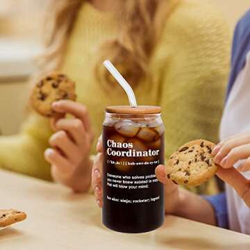 Thank You Gifts for Women, Boss, Manager, Nurse, Mom, Teacher - Chaos Coordinator Gifts, Boss Lady Gifts - Coworker Birthday Gifts - Christmas Gifts for Boss, Employee, Coworkers - 16 Oz Can Glass