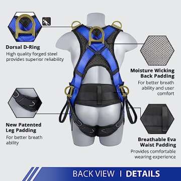 TT TRSMIMA Safety Harness Fall Protection Upgrade 4 Quick Buckles Construction Full Body Harness wit...
