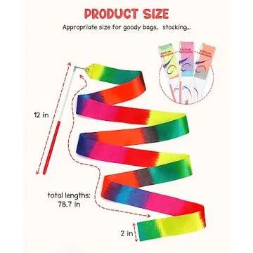 JoyCat 12 Pack Dance Ribbon Party Favors for Kids,Rainbow Birthday Decorations,Unicorn Princess Fairy Party Supplies,Girls Party Games,Gymnastics Goody Bag Stuffers