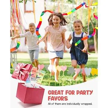 JoyCat 12 Pack Dance Ribbon Party Favors for Kids,Rainbow Birthday Decorations,Unicorn Princess Fairy Party Supplies,Girls Party Games,Gymnastics Goody Bag Stuffers