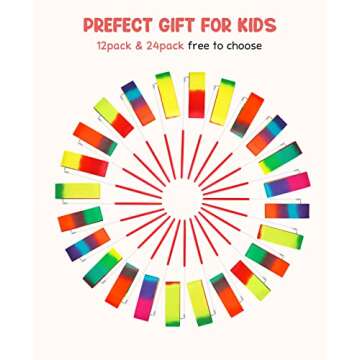 JoyCat 12 Pack Dance Ribbon Party Favors for Kids,Rainbow Birthday Decorations,Unicorn Princess Fairy Party Supplies,Girls Party Games,Gymnastics Goody Bag Stuffers
