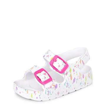 The Children's Place Toddler Everyday Slide Sandals in White Paint Splatter