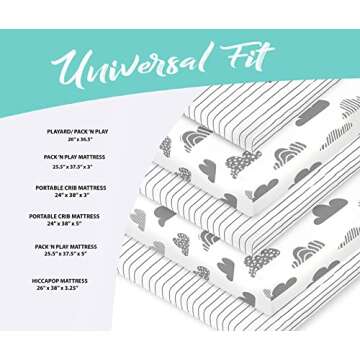 100% Organic Cotton Fitted Sheets for Graco Pack n Play, Babyletto, Pamo Babe, Hiccapop, Dream on Me...