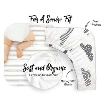 100% Organic Cotton Fitted Sheets for Graco Pack n Play, Babyletto, Pamo Babe, Hiccapop, Dream on Me, Evenflo, Baby Trend, Hygge Hush Portable/Mini Crib/Playards