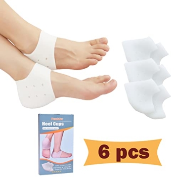 Premium Gel Heel Cups for Heel Pain Relief – 6 Washable Cushions, FSA/HSA Eligible