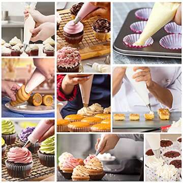 Disposable Piping Bags - Thickened Pastry Bags 12 Inch Anti Burst and Non-slip Icing Piping Bags, for Cream Frosting Cookies and Cupcake Decorating Supplies, 100 Pcs